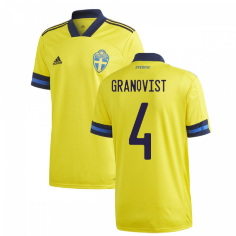 2020-2021 Sweden Home Adidas Football Shirt (GRANQVIST 4)