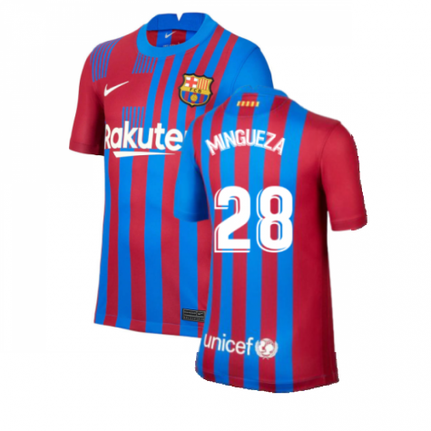 2021-2022 Barcelona Home Shirt (Kids) (MINGUEZA 28)