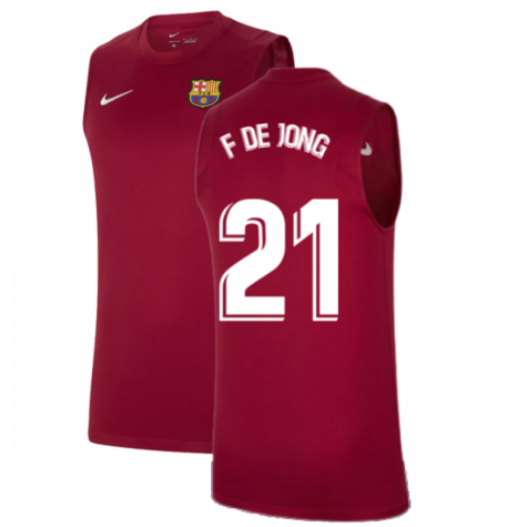 2021-2022 Barcelona Sleeveless Top (Red) (F.DE JONG 21)