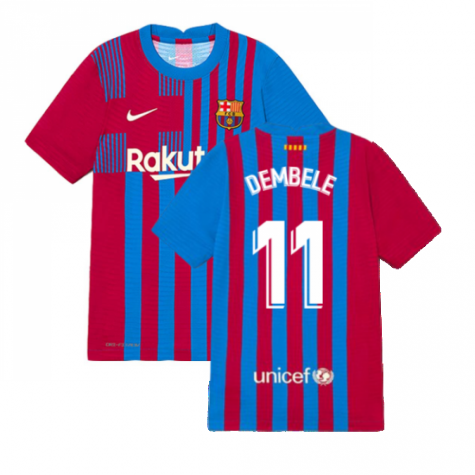 2021-2022 Barcelona Vapor Match Home Shirt (Kids) (O.DEMBELE 7)