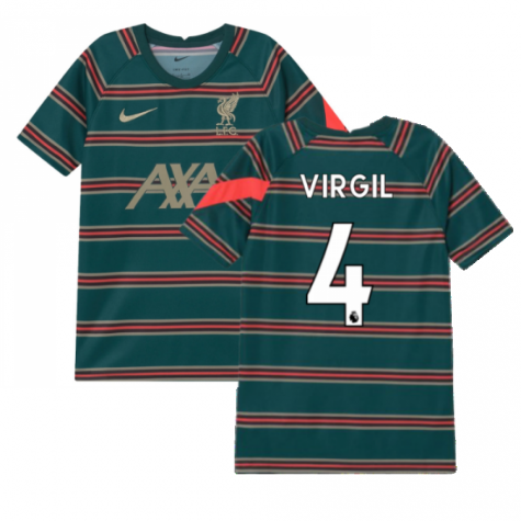 2021-2022 Liverpool Pre-Match Football Top (Atomic Teal) - Kids (VIRGIL 4)