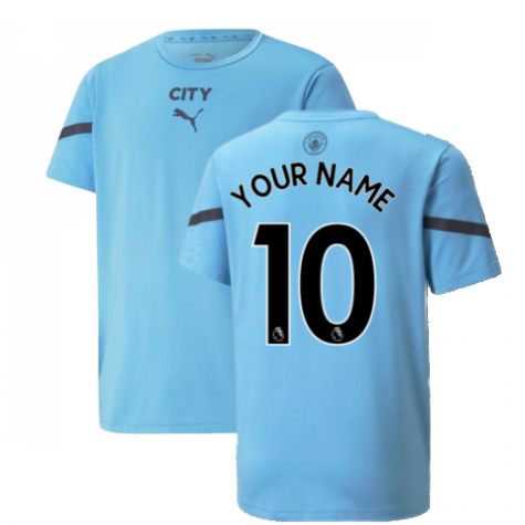 2021-2022 Man City Pre Match Jersey (Light Blue) (Your Name)