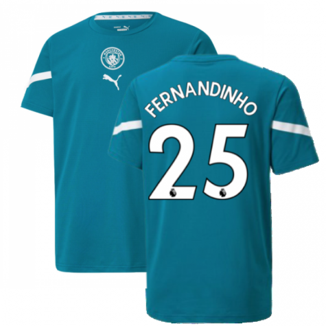 2021-2022 Man City Pre Match Jersey (Ocean Depths) - Kids (FERNANDINHO 25)