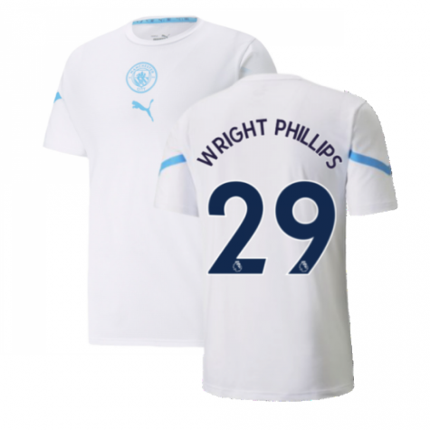 2021-2022 Man City Pre Match Jersey (White) - Kids (WRIGHT PHILLIPS 29)