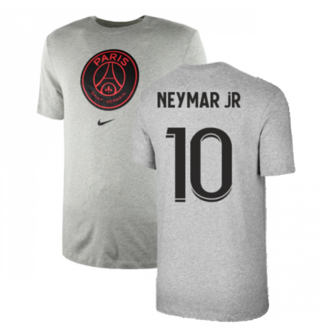 2021-2022 PSG Tee Evergreen Crest (Grey) (NEYMAR JR 10)