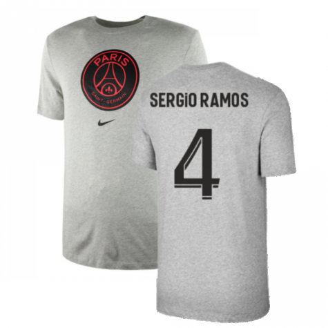 2021-2022 PSG Tee Evergreen Crest (Grey) (SERGIO RAMOS 4)