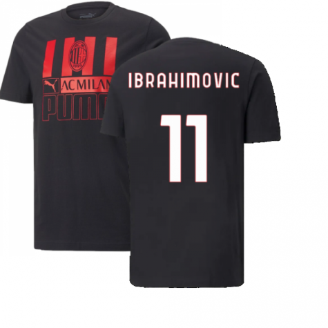 2022-2023 AC Milan FtblCore Tee (Black) (IBRAHIMOVIC 11)