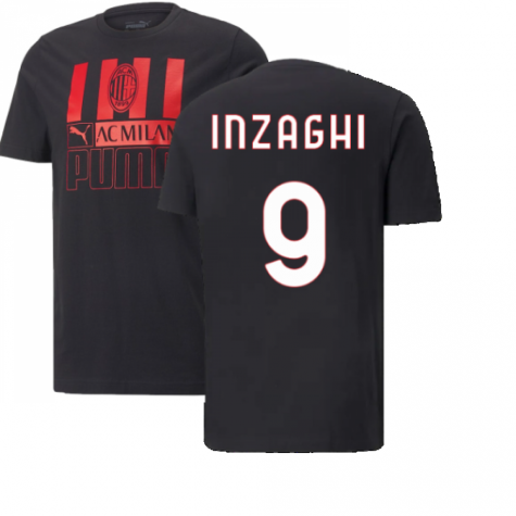 2022-2023 AC Milan FtblCore Tee (Black) (INZAGHI 9)