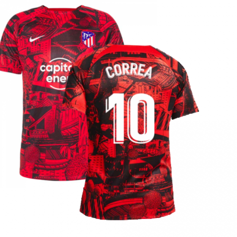 2022-2023 Atletico Madrid Pre-Match Training Shirt (Red) (CORREA 10)