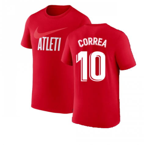 2022-2023 Atletico Madrid Swoosh Tee (Red) (CORREA 10)