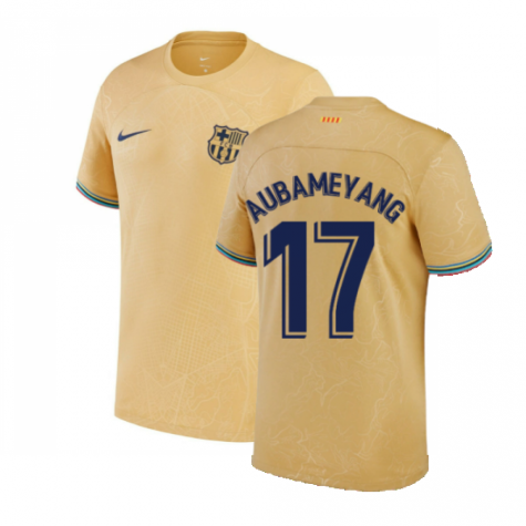 2022-2023 Barcelona Away Shirt (Kids) (AUBAMEYANG 17)