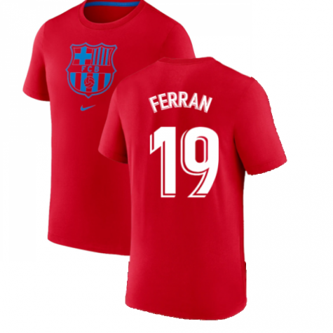 2022-2023 Barcelona Evergreen Crest Tee (Red) (FERRAN 19)