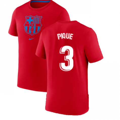 2022-2023 Barcelona Evergreen Crest Tee (Red) (PIQUE 3)