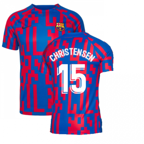 2022-2023 Barcelona Pre-Match Training Shirt (Blue) (CHRISTENSEN 15)