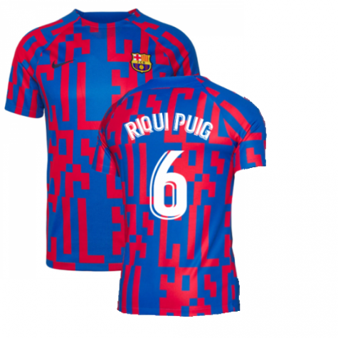 2022-2023 Barcelona Pre-Match Training Shirt (Blue) (RIQUI PUIG 6)