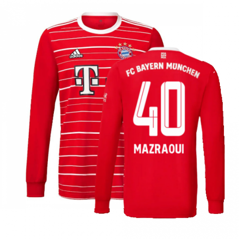 2022-2023 Bayern Munich Long Sleeve Home Shirt (Kids) (MAZRAOUI 40)