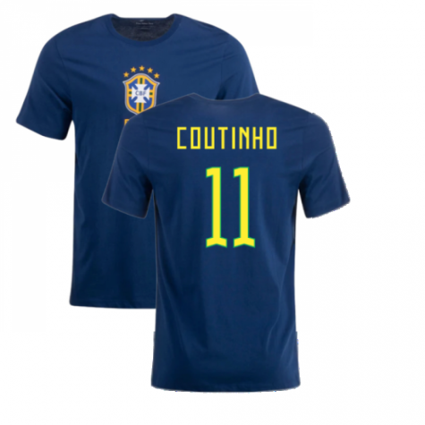 2022-2023 Brazil Crest Tee (Navy) (COUTINHO 11)