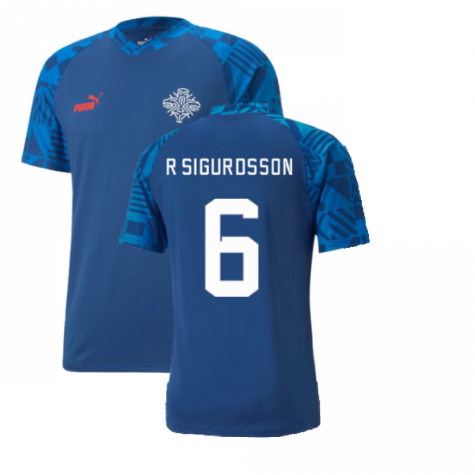 2022-2023 Iceland Pre Match Jersey (Blue) (R SIGURDSSON 6)