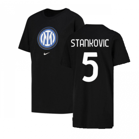 2022-2023 Inter Milan Crest Tee (Black) (STANKOVIC 5)