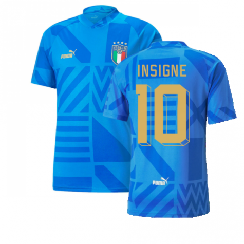 2022-2023 Italy Home Pre-Match Jersey (Blue) (INSIGNE 10)