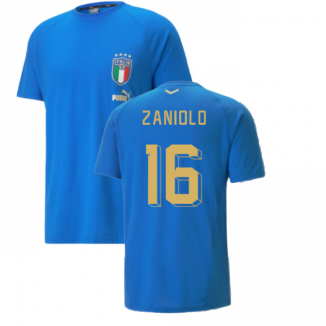 2022-2023 Italy Player Casuals Tee (Blue) (ZANIOLO 16)