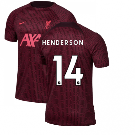 2022-2023 Liverpool Pre-Match Training Shirt (Red) (HENDERSON 14)