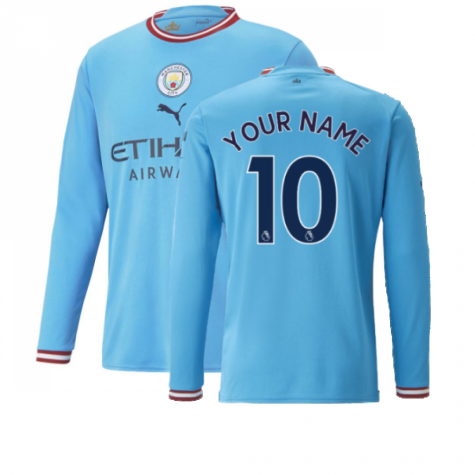 2022-2023 Man City Long Sleeve Home Shirt (Your Name)