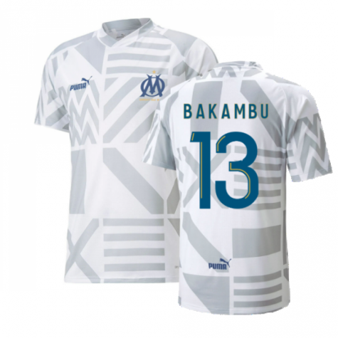 2022-2023 Marseille Pre-Match Jersey (White) (BAKAMBU 13)