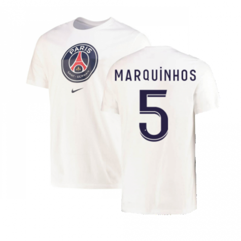 2022-2023 PSG Crest Tee (White) (MARQUINHOS 5)