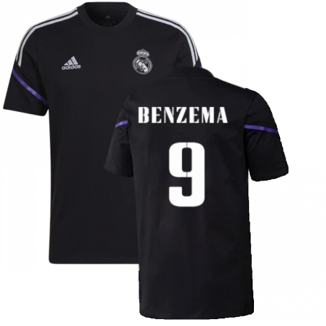 2022-2023 Real Madrid Training Tee (Black) (BENZEMA 9)