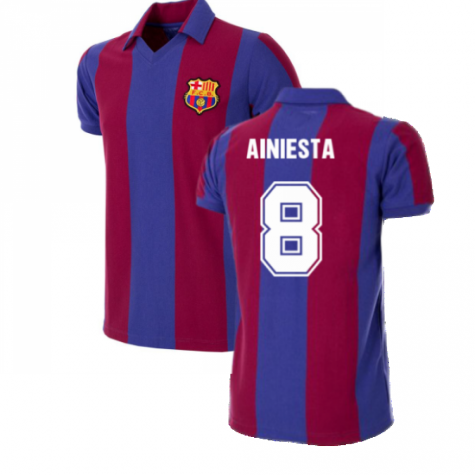 FC Barcelona 1980 - 81 Retro Football Shirt (A.INIESTA 8)