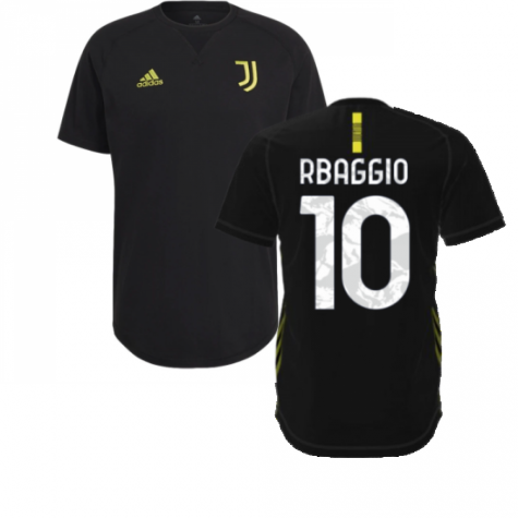 2021-2022 Juventus Travel Tee (Black) (R.BAGGIO 10)