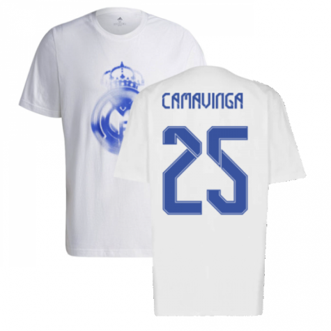 Real Madrid 2021-2022 Training Tee (White-Blue) (CAMAVINGA 25)