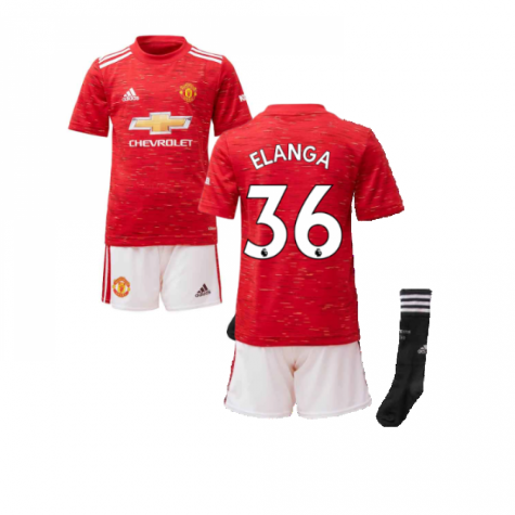 2020-2021 Man Utd Adidas Home Little Boys Mini Kit (Elanga 36)