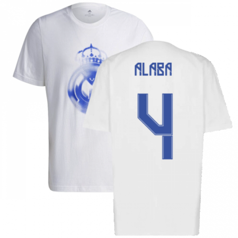 Real Madrid 2021-2022 Training Tee (White-Blue) (ALABA 4)