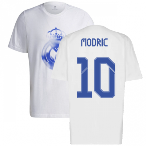 Real Madrid 2021-2022 Training Tee (White-Blue) (MODRIC 10)