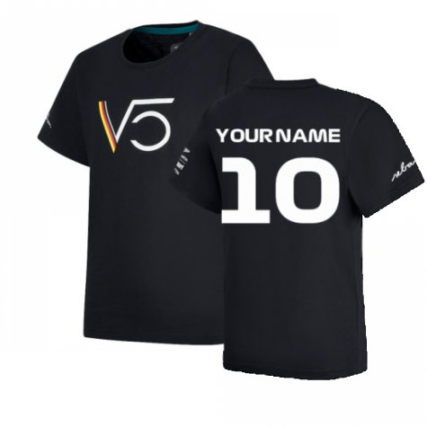 2022 Aston Martin Official SV T-Shirt Kids (Black) (Your Name)