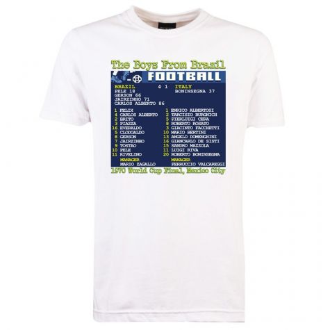 1970 World Cup Final (Brazil) Retrotext T-Shirt - White