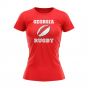 Georgia Rugby Ball T-Shirt (Red) - Ladies
