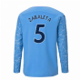 2020-2021 Manchester City Puma Home Long Sleeve Shirt (Kids) (ZABALETA 5)