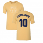 2022-2023 Barcelona Evergreen Crest Tee (Gold) (RONALDINHO 10)